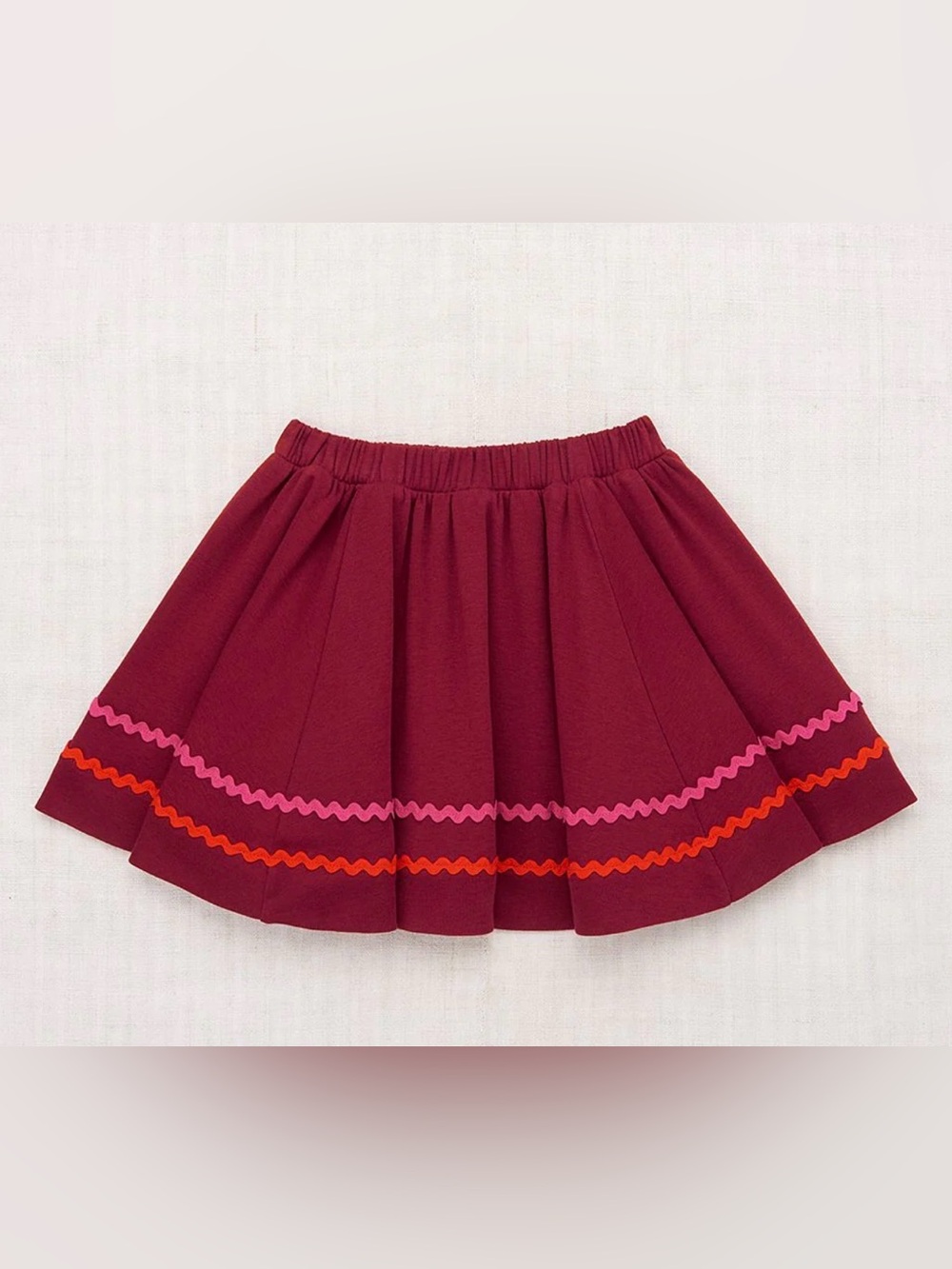 Misha & Puff Girls Rickrack Skirt in Cranberry